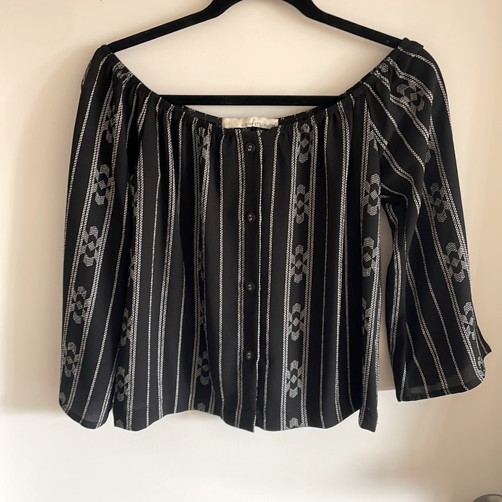 Black crop off the shoulder blouse